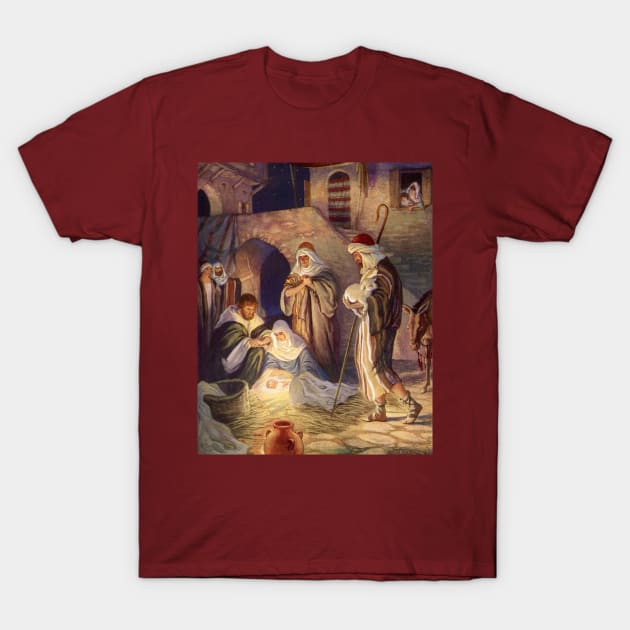 Vintage Christmas Nativity Scene T-Shirt by MasterpieceCafe